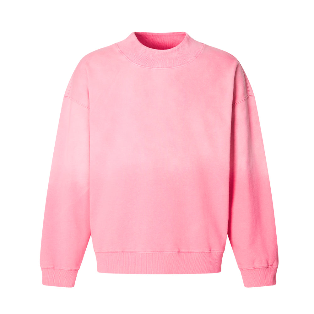 Fresh Pink Prints Denver Vintage Dye Mock Neck Sweatshirt (Pink)