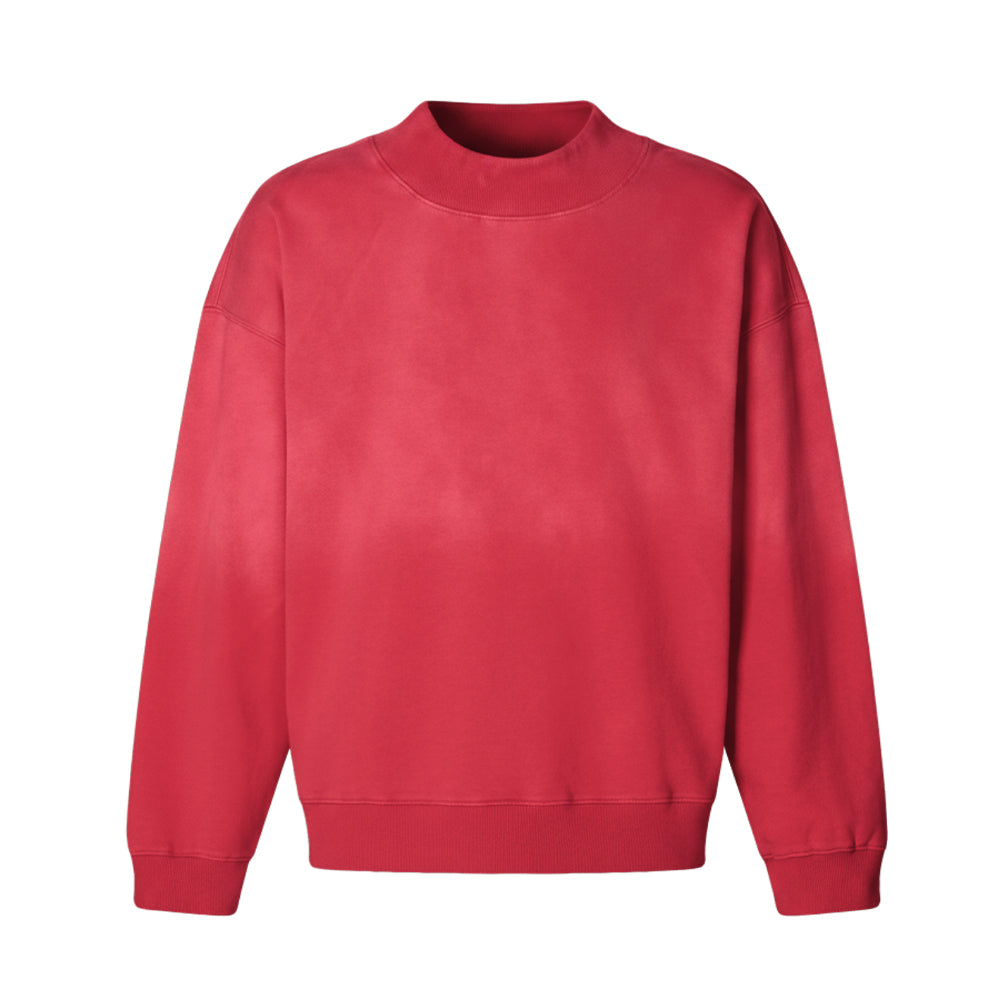 Fresh Pink Prints Denver Vintage Dye Mock Neck Sweatshirt (Sky)