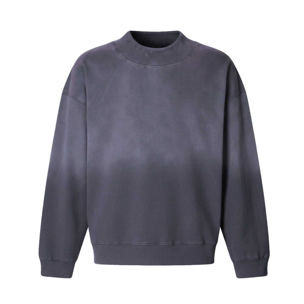 Fresh Pink Prints Denver Vintage Dye Mock Neck Sweatshirt (Teal)